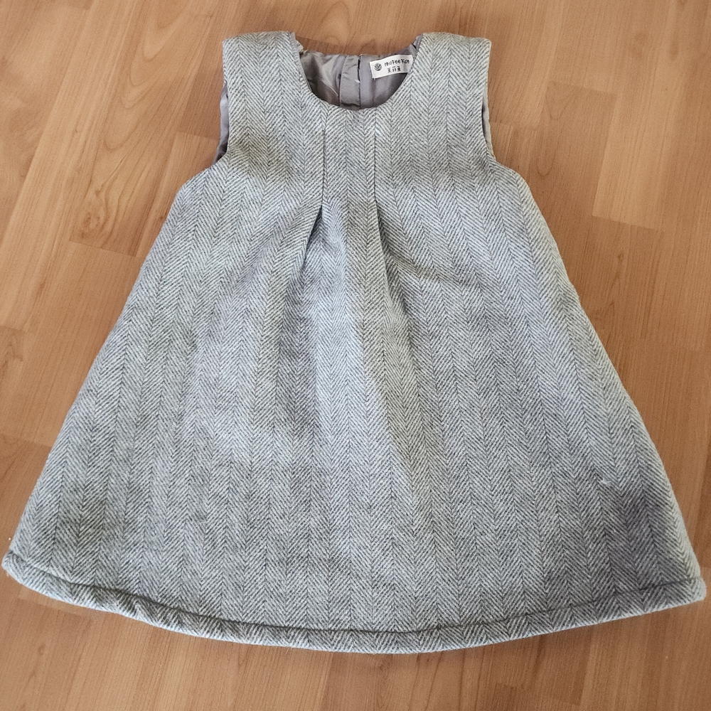 Gray Herringbone Kids Dress